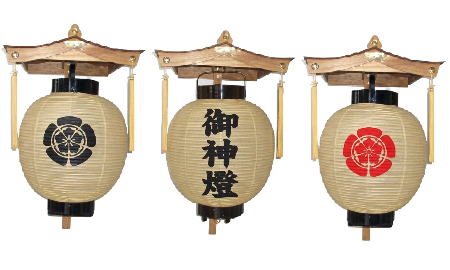 和紙丸型提灯（左右紋入り）